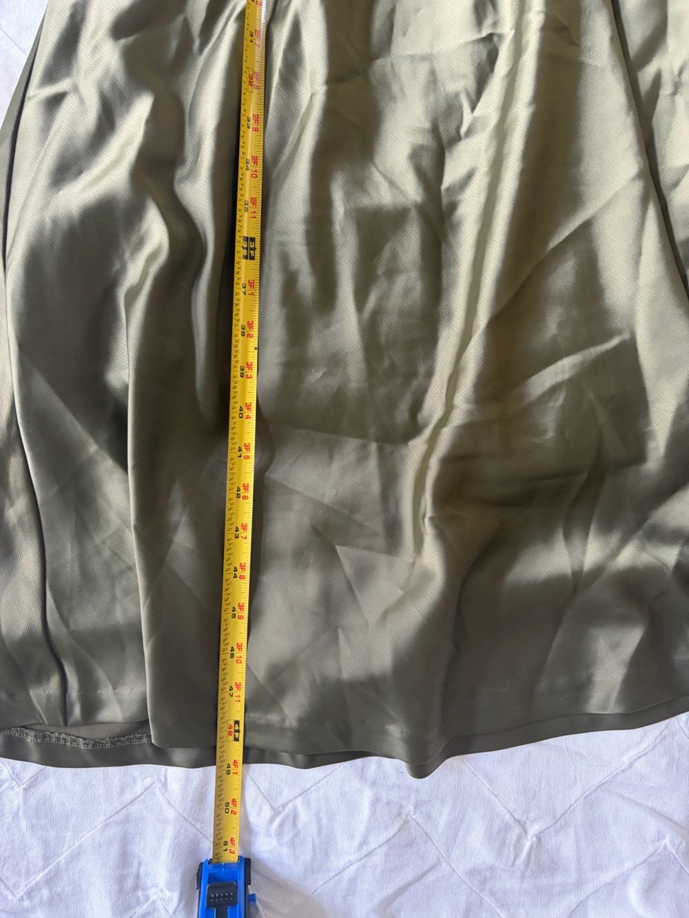 Banana Republic Olive Green Satin Cutout Slip Dress Size 12 fall, Wedding guest - Picture 6 of 6